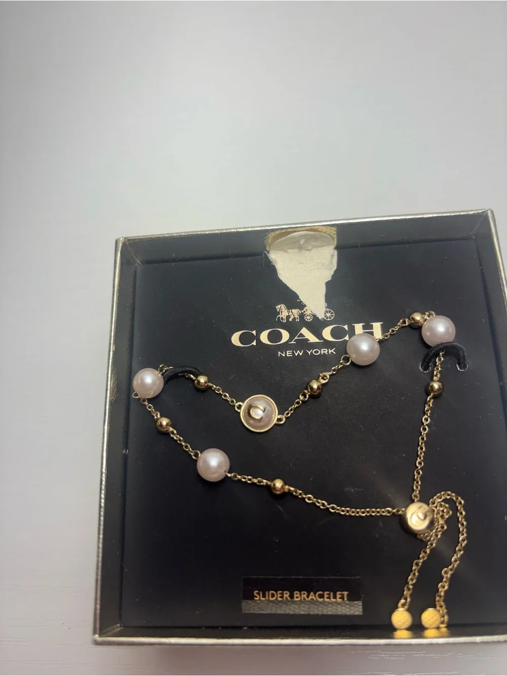 NWT Coach Gold Pearl Slider Bracelet